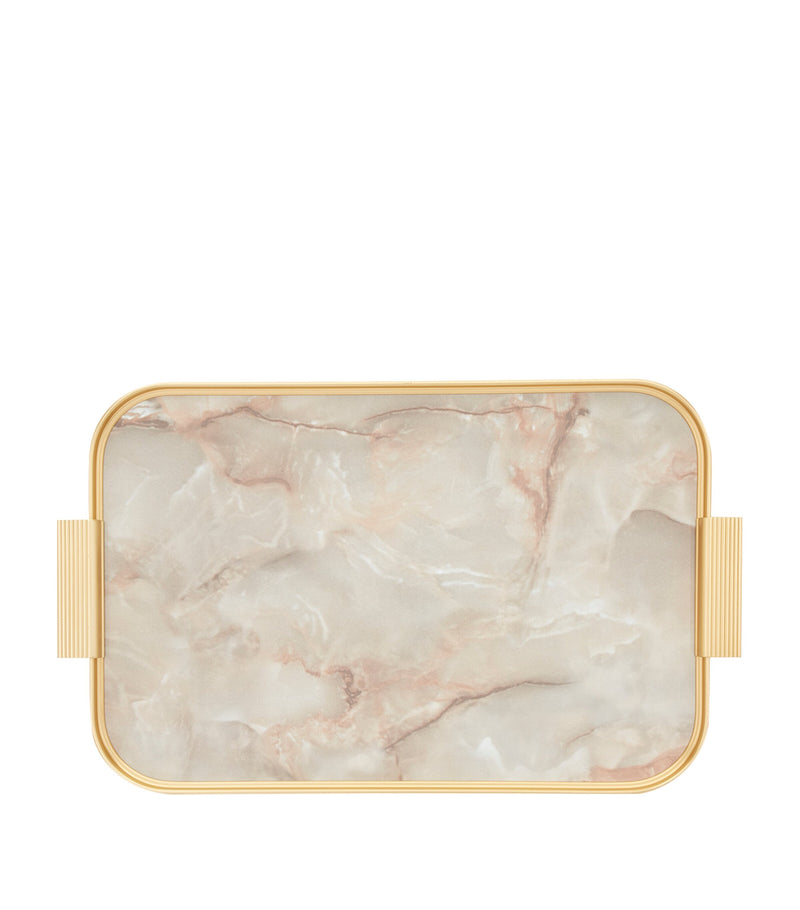 Kaymet anodised aluminium ribbed carry tray with white marble design, UK version
