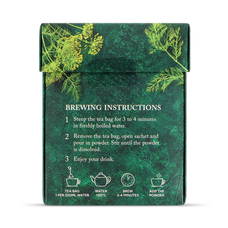 Herbal Tea with Moringa, Peppermint, and Fennel - 10 Tea Bags with Probiotics and Vitamin B12