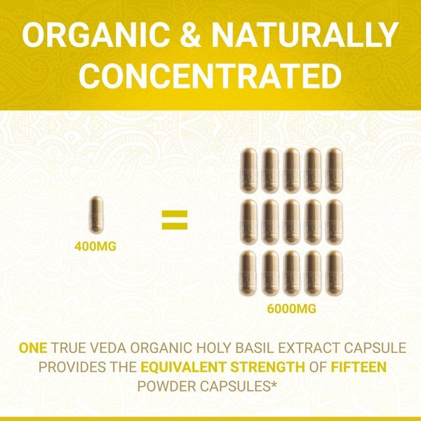 True Veda organic holy basil capsules 360 count, imported from the UK