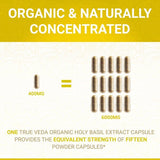 True Veda organic holy basil capsules 360 count, imported from the UK