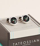 Tateossian palladium-plated compass cufflinks (British brand)