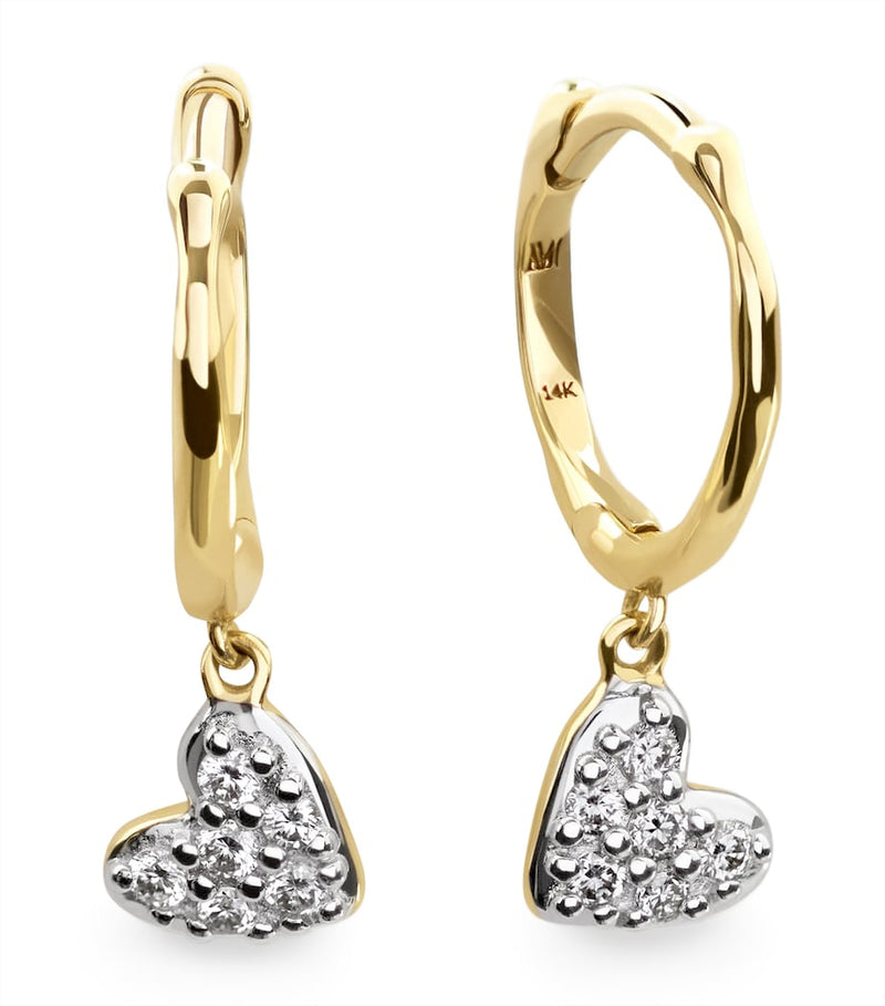 Monica Vinader diamond heart huggie earrings (British brand)