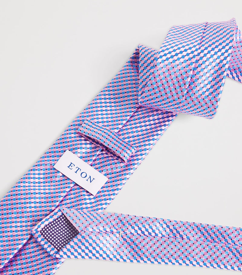 Eton silk tie with geometric pattern, imported from the UK