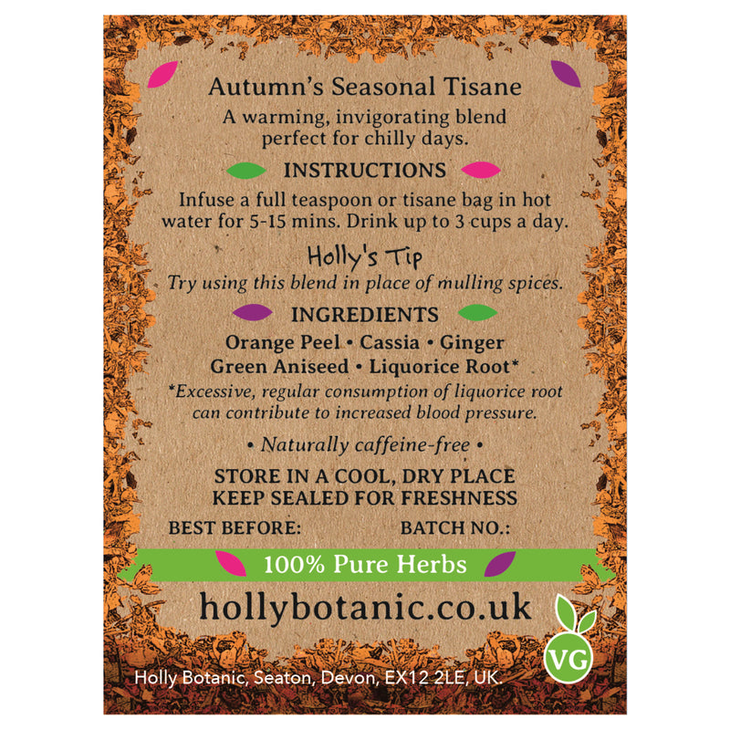 Holly Botanic spiced orange tisane 40 cup loose, UK version