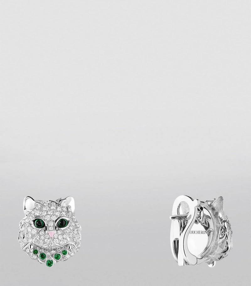 Boucheron Wladimir cat earrings with diamonds and tsavorite (British brand)