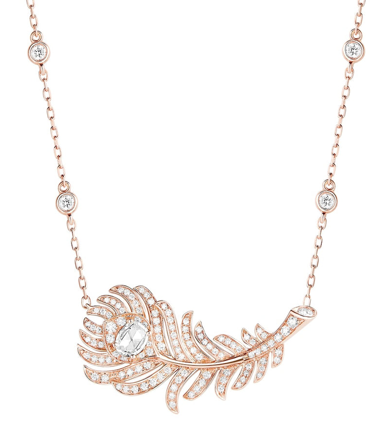 Boucheron Plume de Paon necklace rose gold diamonds, imported from the UK