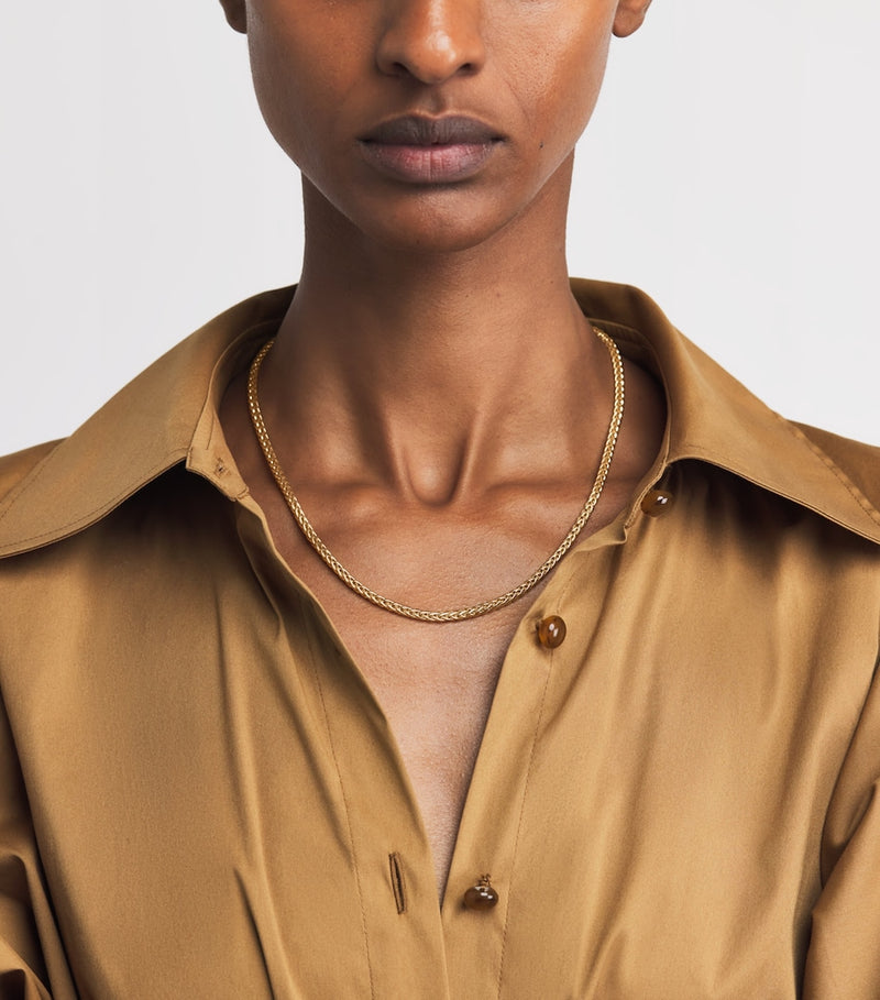 Azlee small woven chain necklace 18kt yellow gold (British brand)