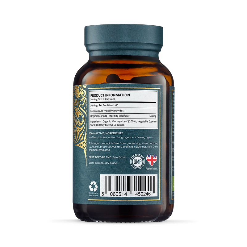 Ayurvediq Organic Moringa Capsules 120 (British brand)