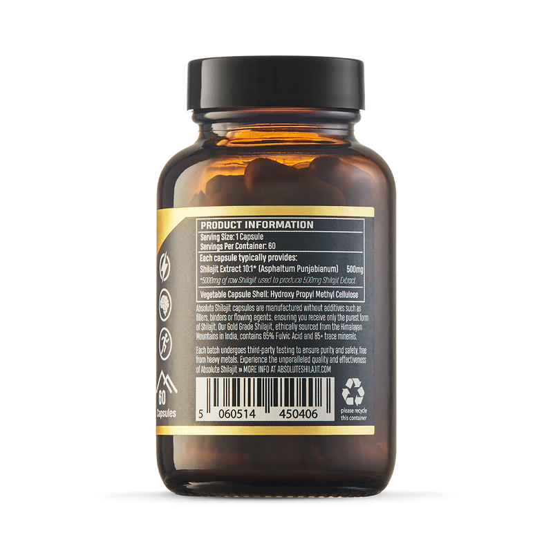 Absolute Shilajit shilajit extract 500 mg capsules 60, UK version