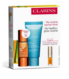 Clarins summer essentials skincare set with radiance drops and lip oil - British product