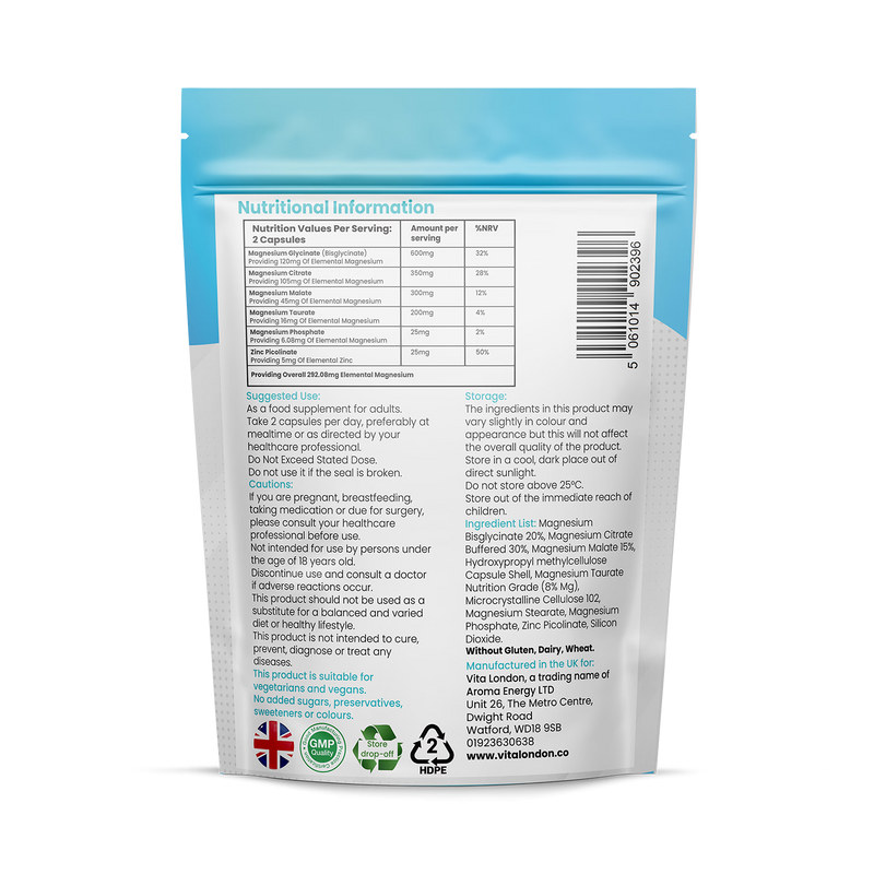Magnesium 6 in 1 Complex 1500mg 60 capsules, UK version