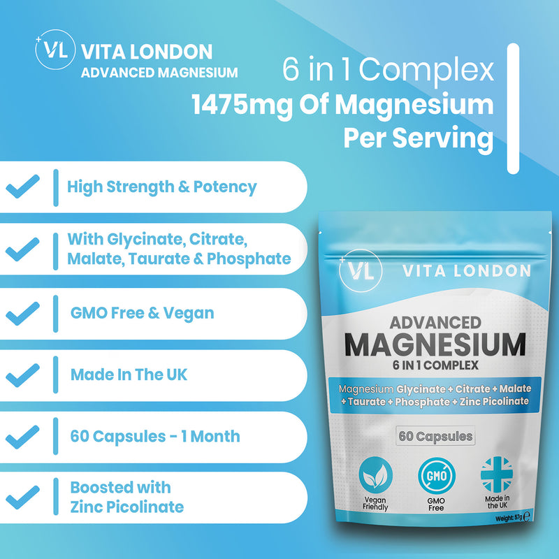Magnesium 6 in 1 Complex 1500mg 60 capsules, UK version