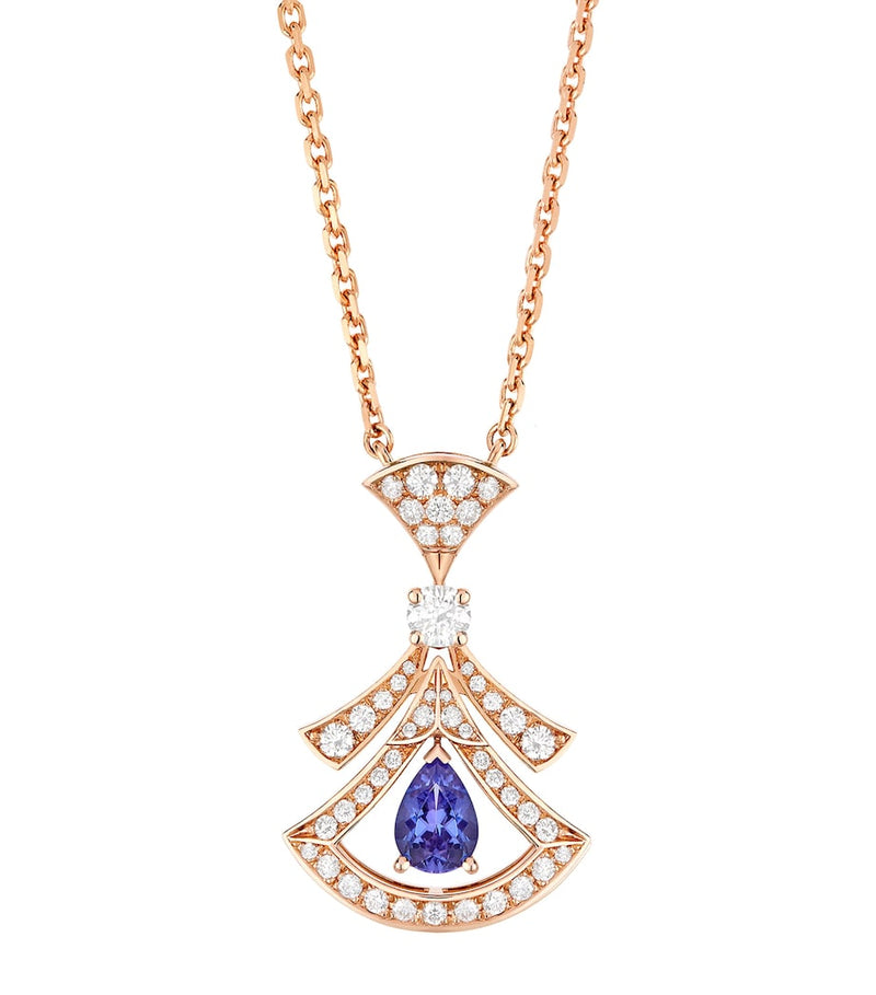 Bvlgari Divas' Dream rose gold diamond tanzanite necklace, UK version
