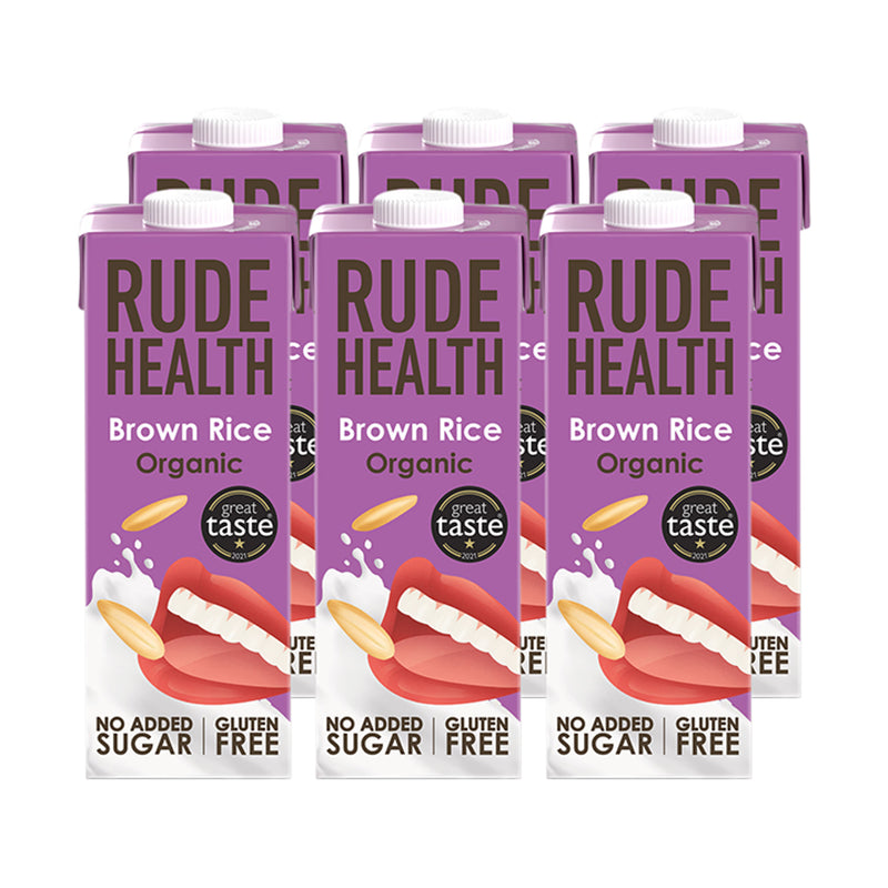 Rude Health Brown Rice Milk Unsweetened 6x 1L, imported from the UK
