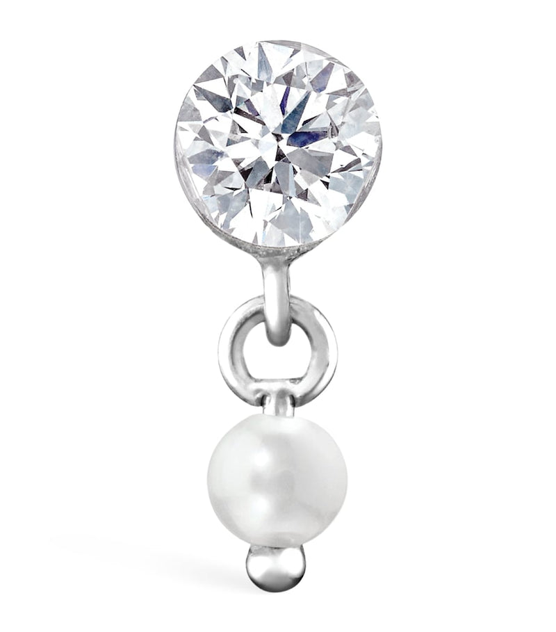 Maria Tash earring diamond and pearl dangle 3mm 2mm, UK version