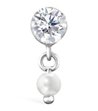 Maria Tash earring diamond and pearl dangle 3mm 2mm, UK version