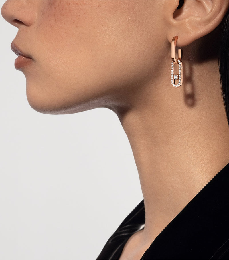 Messika pink gold diamond drop earrings 0.85ct, imported from the UK
