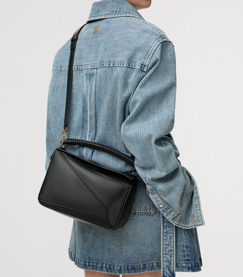 LOEWE small leather woven top-handle bag, UK version