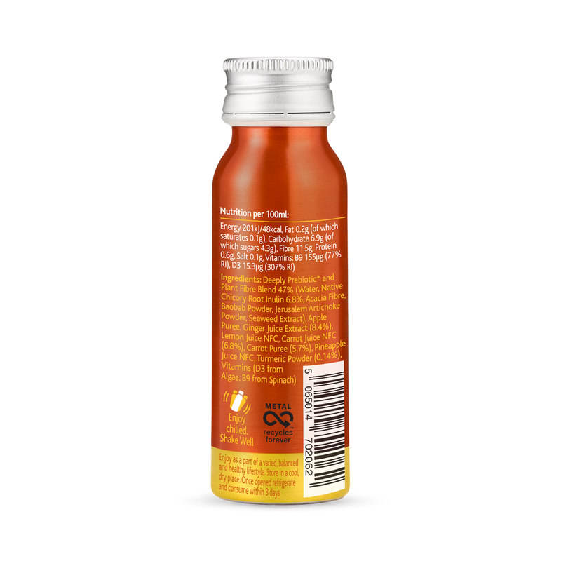 Deeply Gut Health Food With Prebiotic Plant Fibre Carrot Ginger With Turmeric 65ml