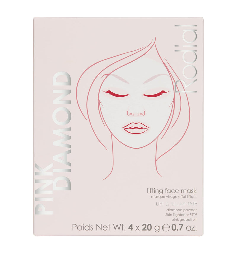 Rodial Pink Diamond Lifting Face Mask 4 x 20g, imported from the UK