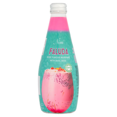 Niru Rose Milkshake with Basil Seed 290ml, imported from the UK