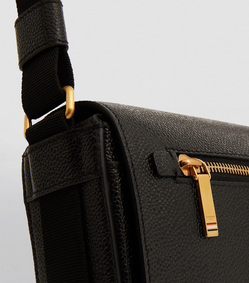 Thom Browne pebbled leather reporter bag - British product