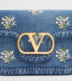 Valentino Garavani embroidered Locò shoulder bag denim, UK version