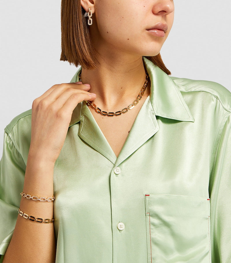 SHAY yellow gold diamond Deco chain earrings, UK version