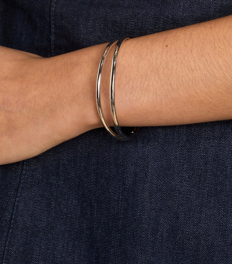 Astrid & Miyu silver-tone crossover illusion twist bangle 6.5cm, imported from the UK