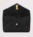 Saint Laurent Cassandre raffia envelope pouch, imported from the UK
