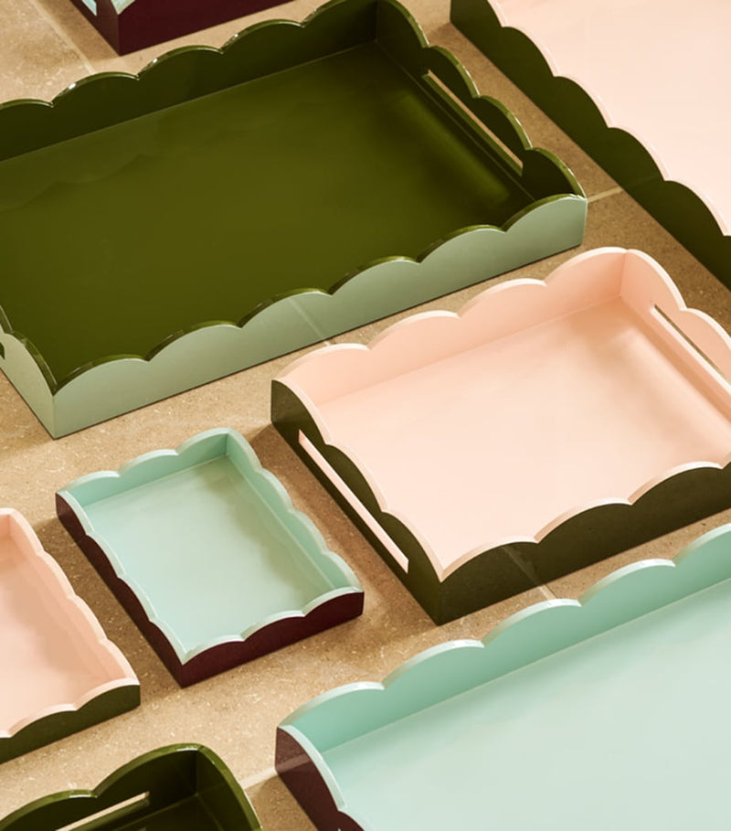 Addison Ross lacquered ottoman tray pink-khaki 20x28cm, imported from the UK