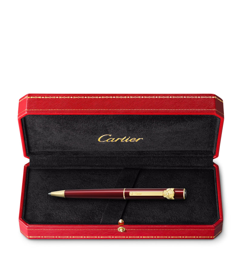 Cartier small ballpoint pen with feline clip 12.5cm - British product