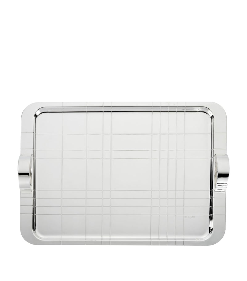 Christofle Silver-Plated Graphik Handheld Tray 45cm x 32cm - British product