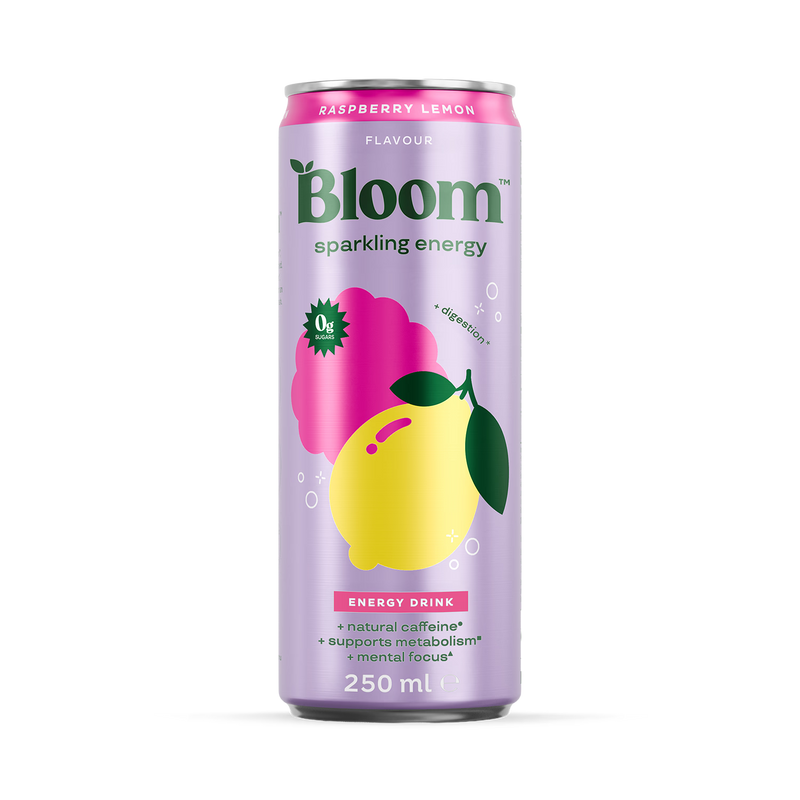 Bloom Sparkling Energy Drink Raspberry Lemon 250 ml, UK version