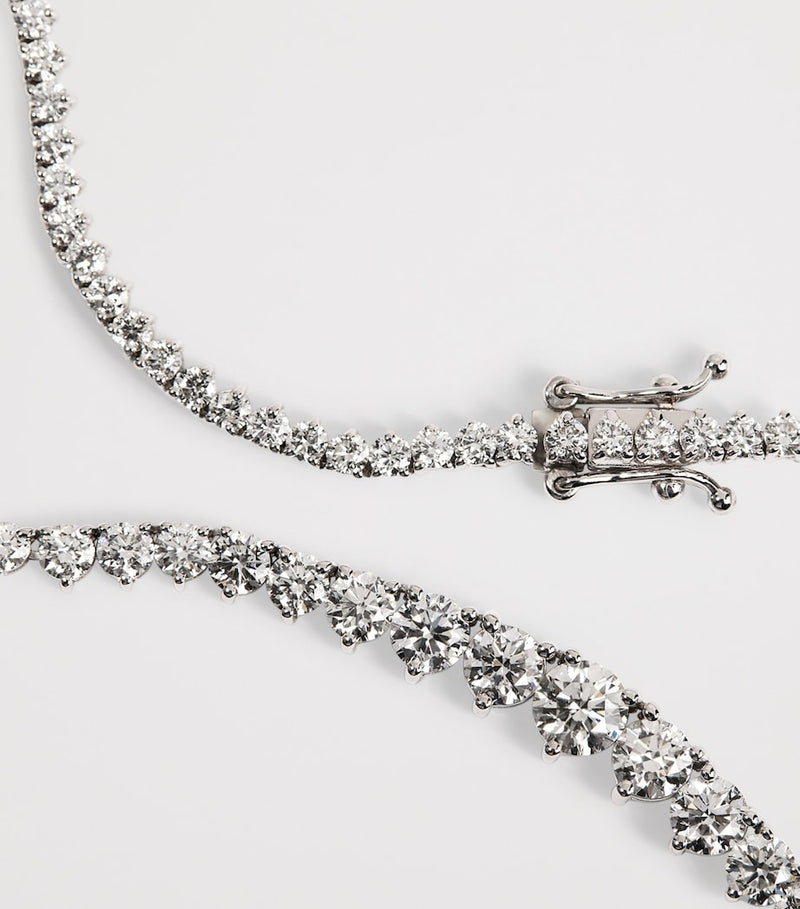Harrods white gold diamond graduated tennis necklace 7.50ct, UK version