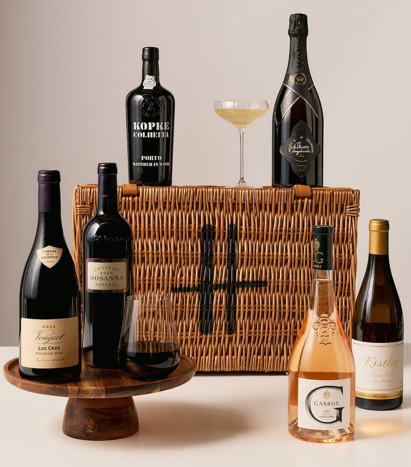 Harrods Wine Expert's Hamper with six fine wines (British brand)