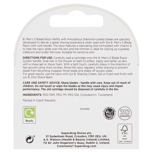 B by Superdrug razor blade refills x4 (British brand)