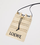 LOEWE raffia drawstring pocket bag, imported from the UK