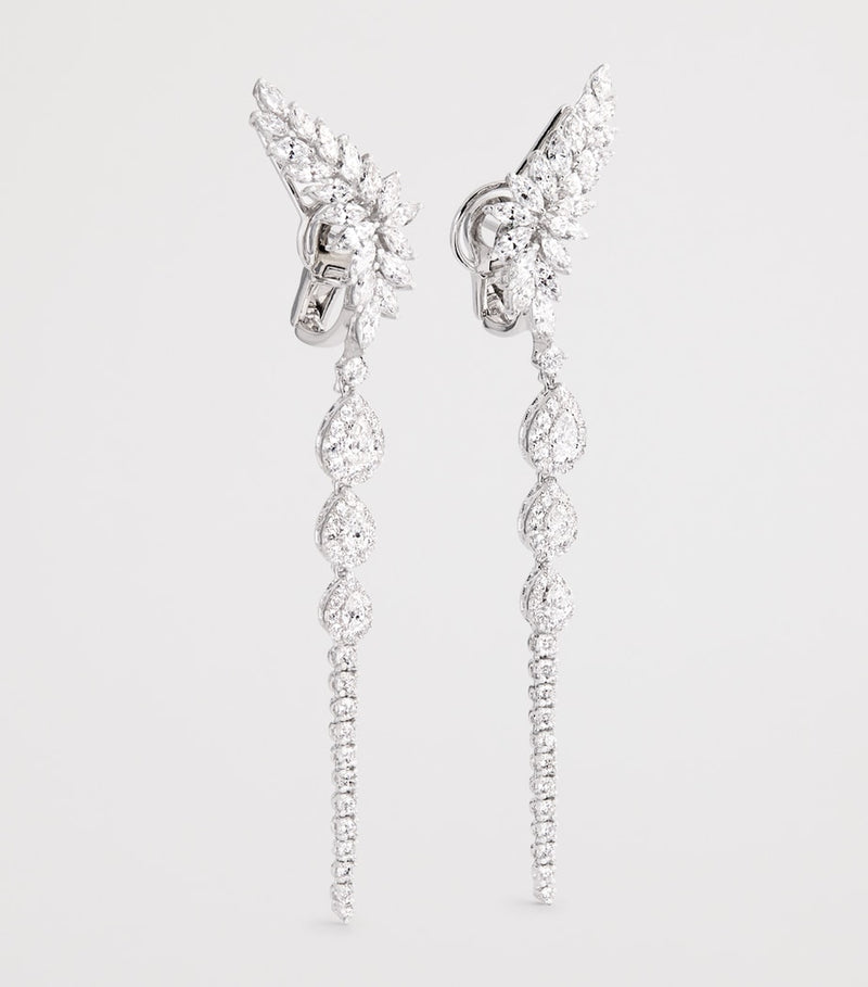Yeprem white gold and diamond pearlescent drop earrings - British product