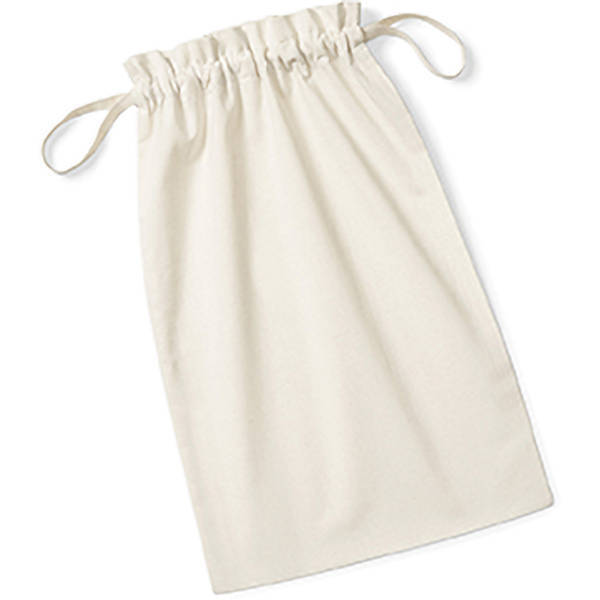 Westford Mill soft cotton drawcord bag in three sizes, UK version