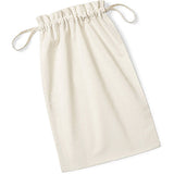 Westford Mill soft cotton drawcord bag in three sizes, UK version