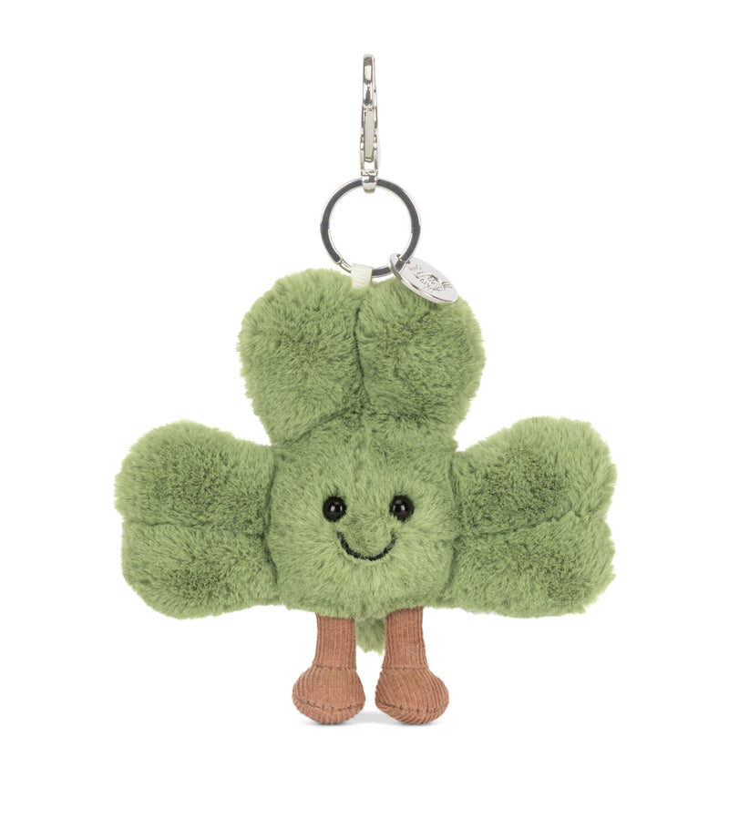 Jellycat shamrock bag charm with ultra-plush material and corduroy boots, UK version