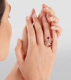 Bvlgari Fiorever rose gold diamond rubellite ring, UK version