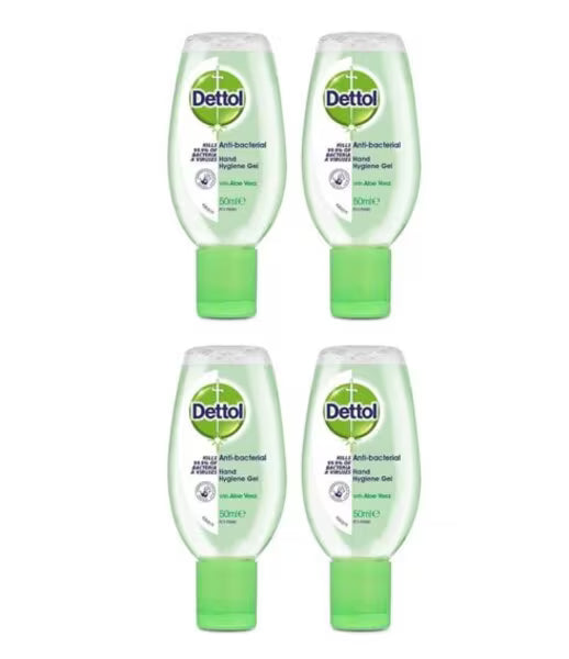 Dettol Hand Sanitiser Aloe Vera Gel 50ml x 4 - British product