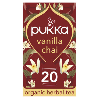 Pukka Vanilla Chai Herbal Tea Bags 40g, imported from the UK