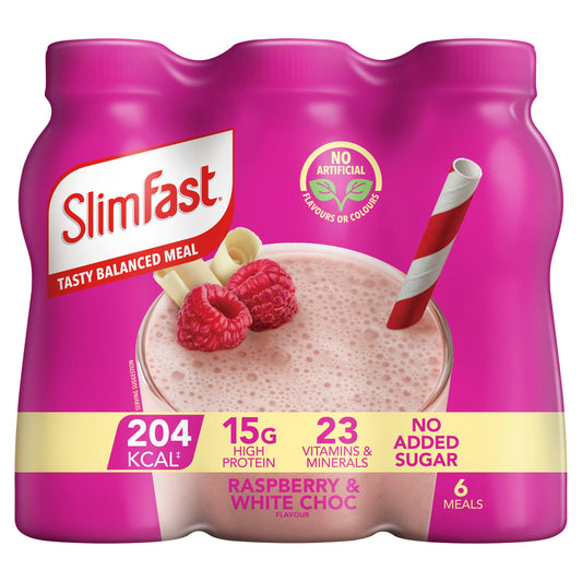 SlimFast Raspberry & White Choc Flavour 6x325ml