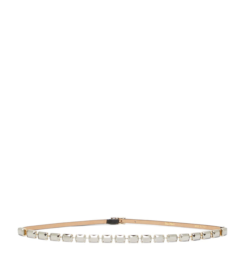 Max Mara Gürtelschließe mit Schmucksteinen, Nappaleder 0,5 cm, UK-Version