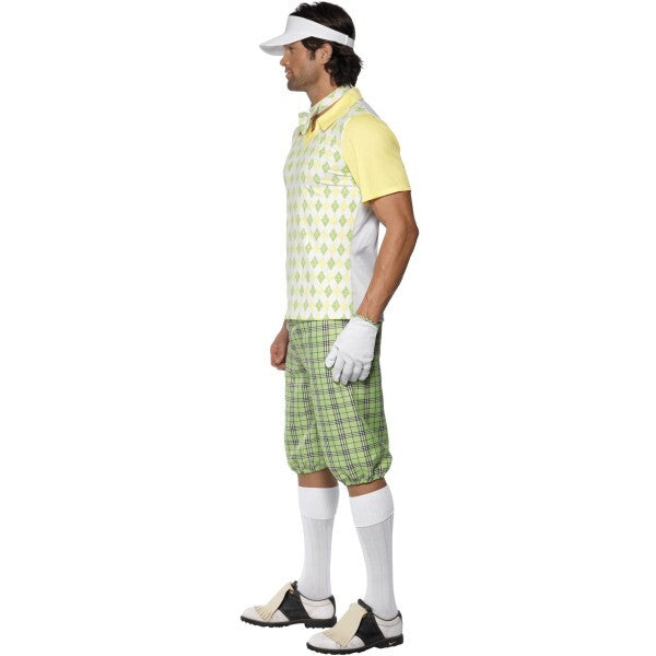Smiffys green Gone Golfing costume with visor and bow tie, UK version
