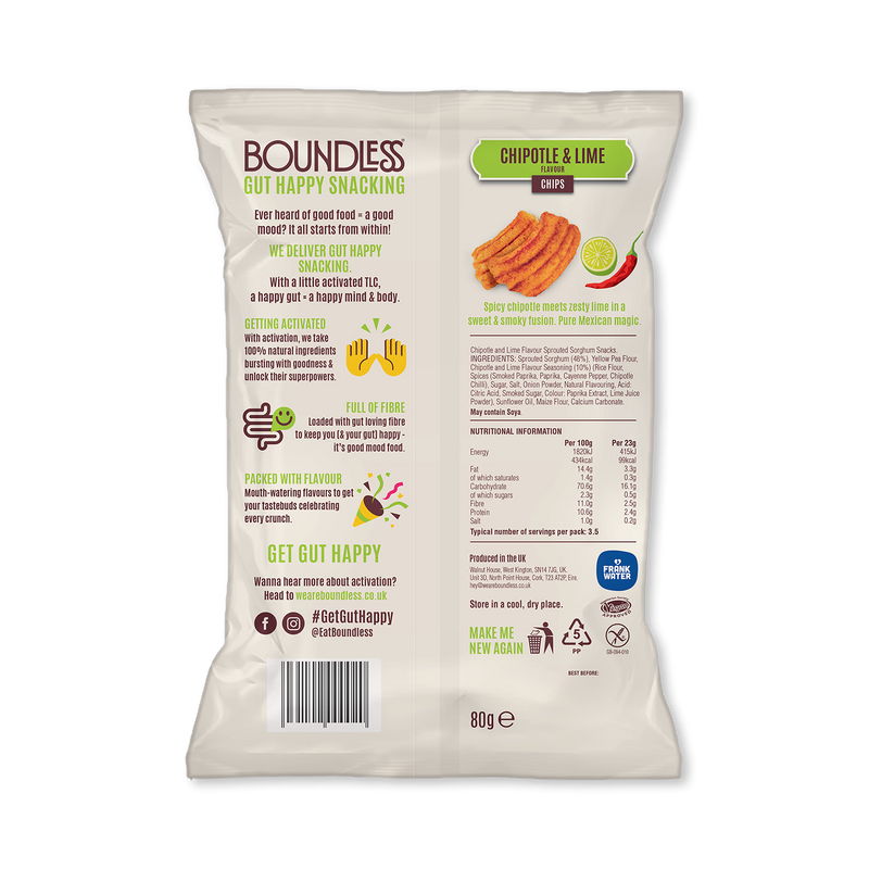 Boundless chipotle lime activated chips 80g - British product