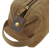Quadra Heritage waxed canvas wash bag with leather trim - British product